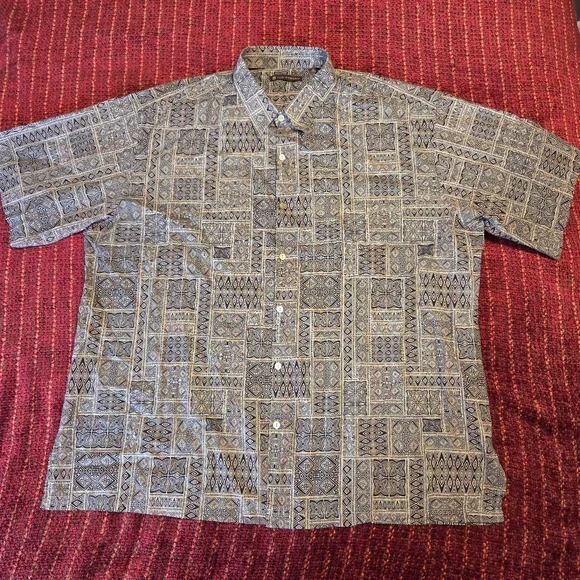 Tori Richard 2XL Short-Sleeve Button Shirt Cotton Lawn Tribal Geometric Hawaii - Picture 4 of 10